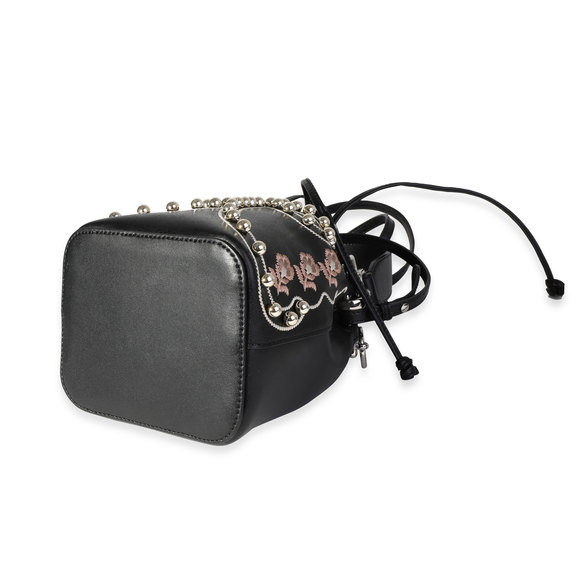 Fendi Black Leather Studded Bow Mon Tresor Bucket Bag - Picture 7 of 8